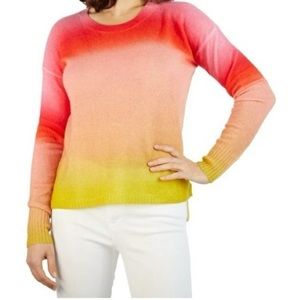 White +Warren Ombré Step Hem Cashmere Sunset Sweater Women’s‎ Sz Medium